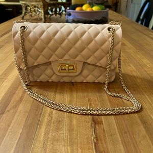 Blush handbag, gold hardware